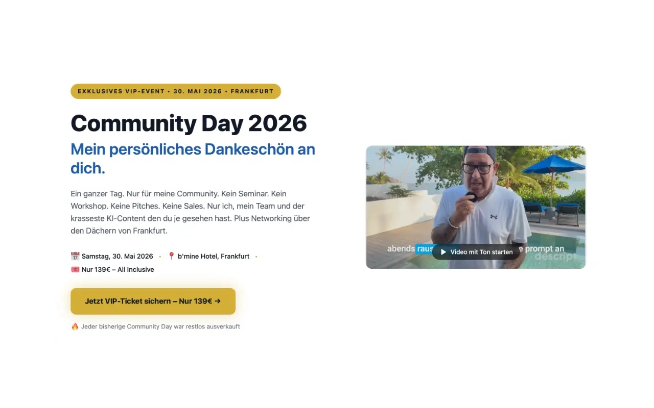 Community Day 2026 Ralf Schmitz in Frankfurt - Live-Event für Affiliate Marketing und Online-Business